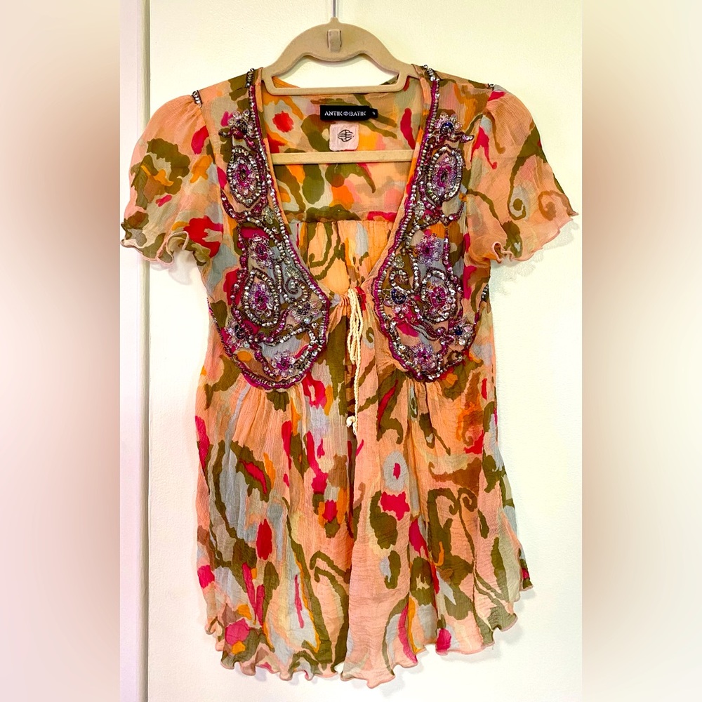 ANTIK BATIK Top Blouse Boho Bohemian Size Small.